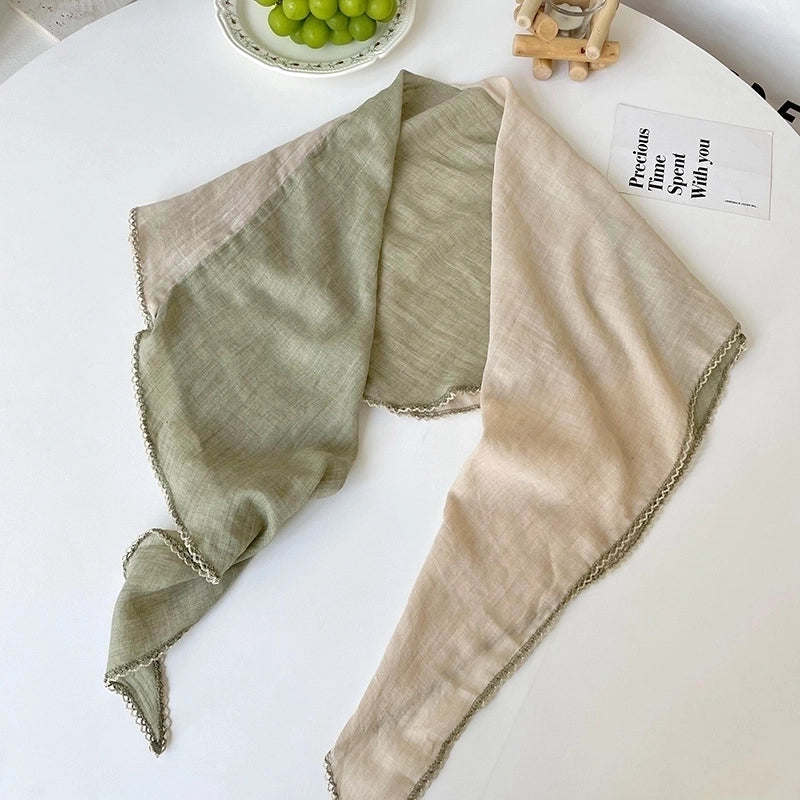 Women's Minimalist Color Block Cotton And Linen Scarf
