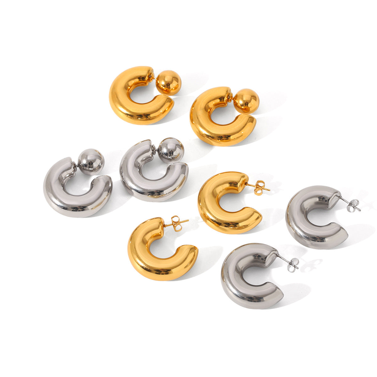 Insc-Shaped Stainless Steel Hollow Earrings For Women Niche Design Spherical Titanium Steel Earrings