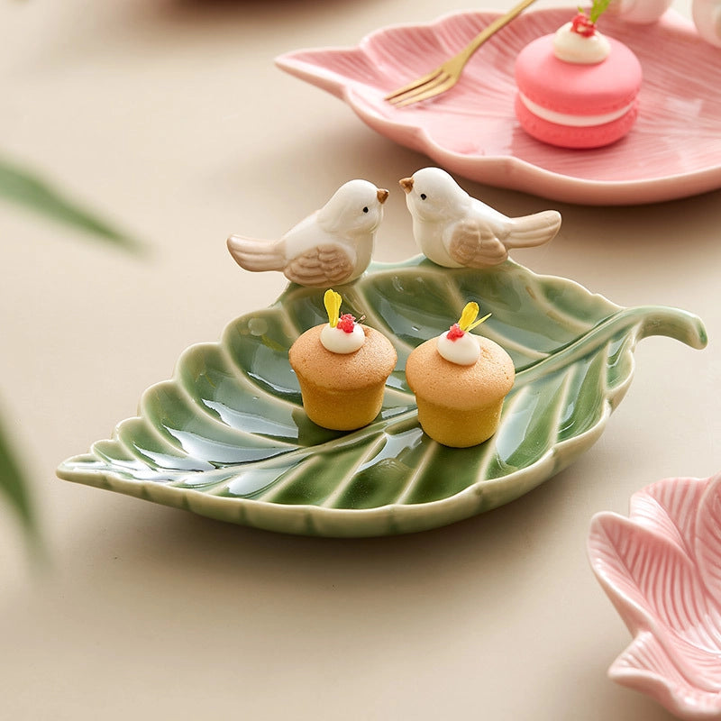 Bird Dim & Sum Plate Ceramic Jewelry Storage Plate Creative Cute Storage Rack Soap Dish Light Luxury High-end Plate
