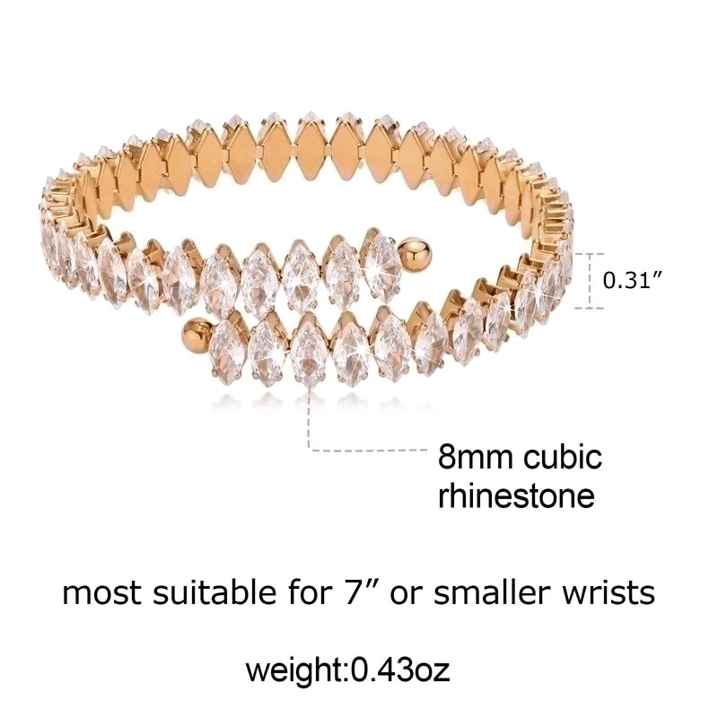 Vacation Geometric 201 Stainless Steel 18K Gold Plated Zircon Bangle In Bulk