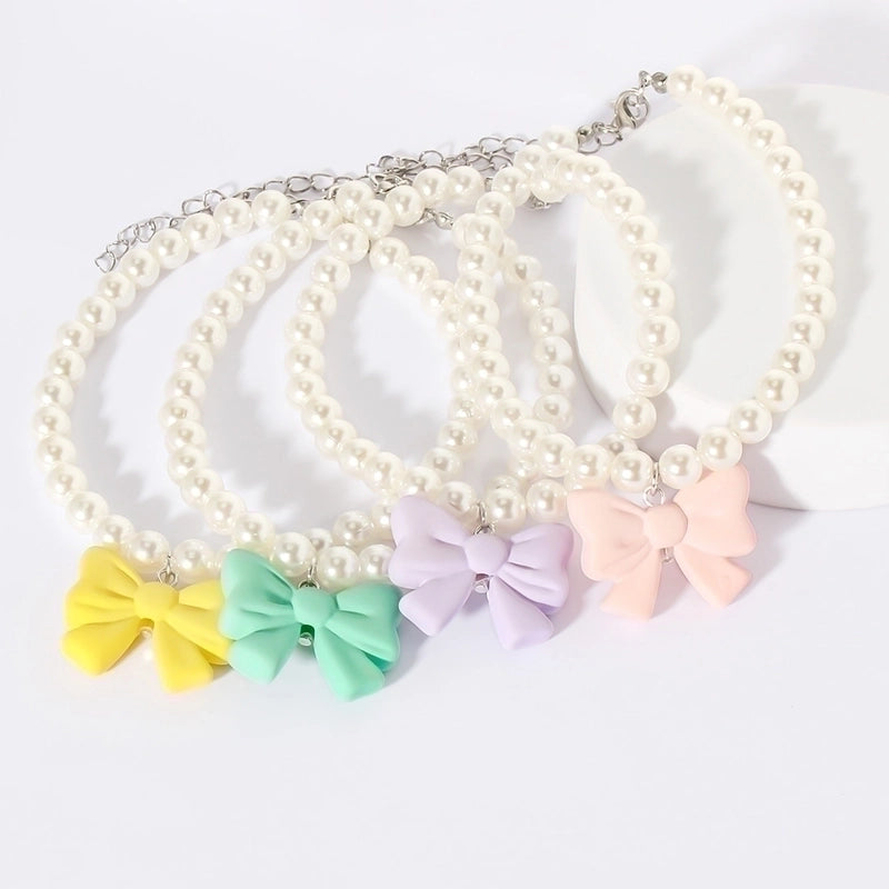 Ig Style Cute Imitation Pearl Plastic Bow Knot Beaded Pet Collar