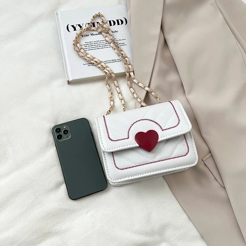 Women's Small Pu Leather Color Block Classic Style Magnetic Buckle Square Bag