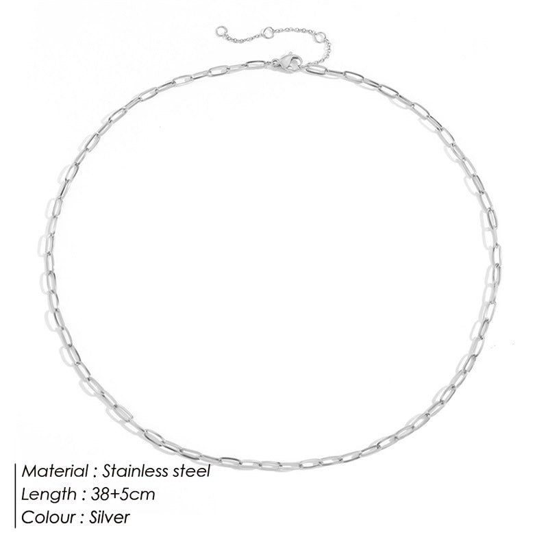 Fashion Short Women's Chain 316l Titanium Steel 14k Gold Plated Necklace Clavicle Chain