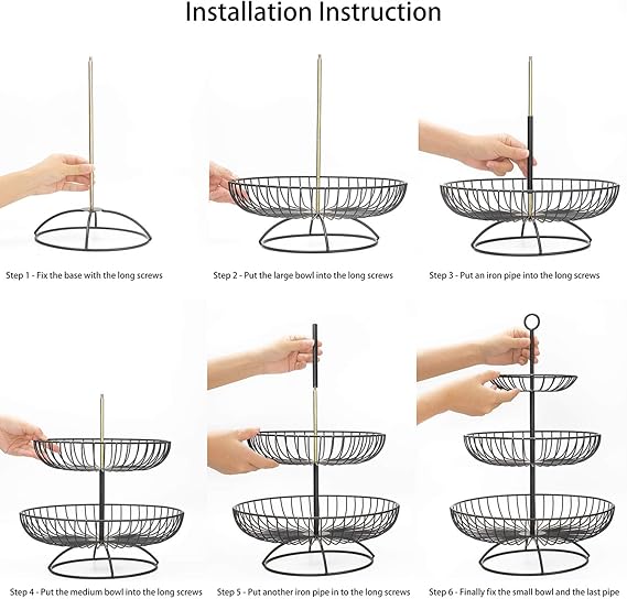 3 Tier Metal Fruit Storage Basket-Black(SA2405-08)