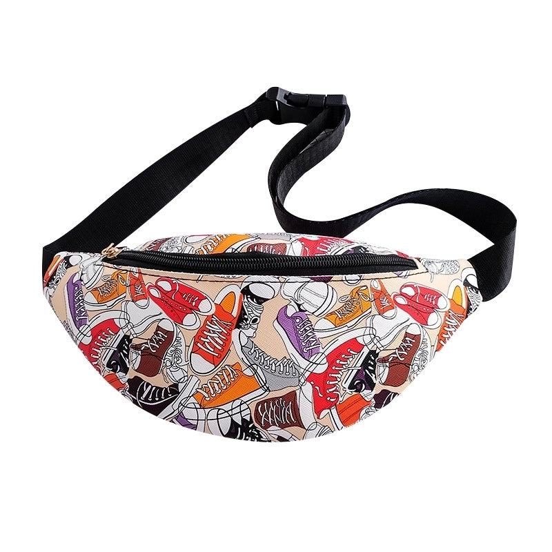 Women's Small Pu Leather Zebra Stripe Plaid Fashion Dumpling Shape Zipper Fanny Pack