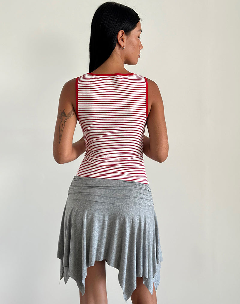 Lorde Tank Top in Red and White Stripe