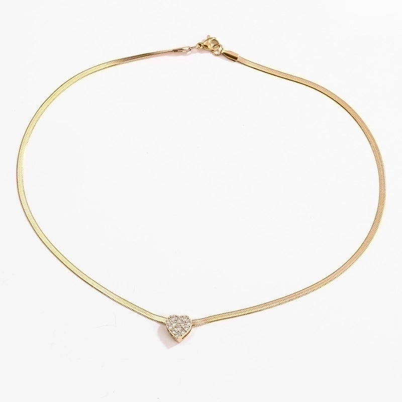Fashion Heart Stainless Steel Copper Plating 18K Gold Plated Necklace