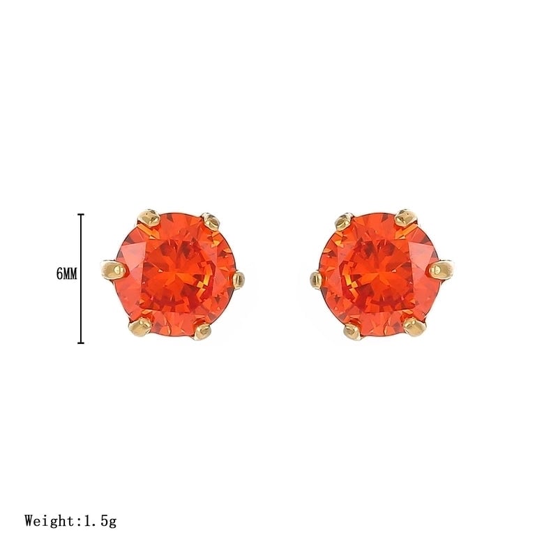 1 Pair Minimalist Round Inlay 304 Stainless Steel Zircon White Gold Plated Gold Plated Ear Studs