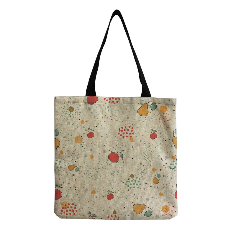Unisex Linen Plant Fruit Basic Square Open Shoulder Bag