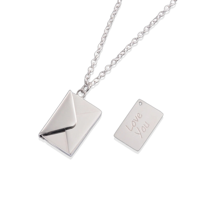 IG Style Minimalist Commute I Love You Envelope 304 Stainless Steel 18K Gold Plated Pendant Necklace
