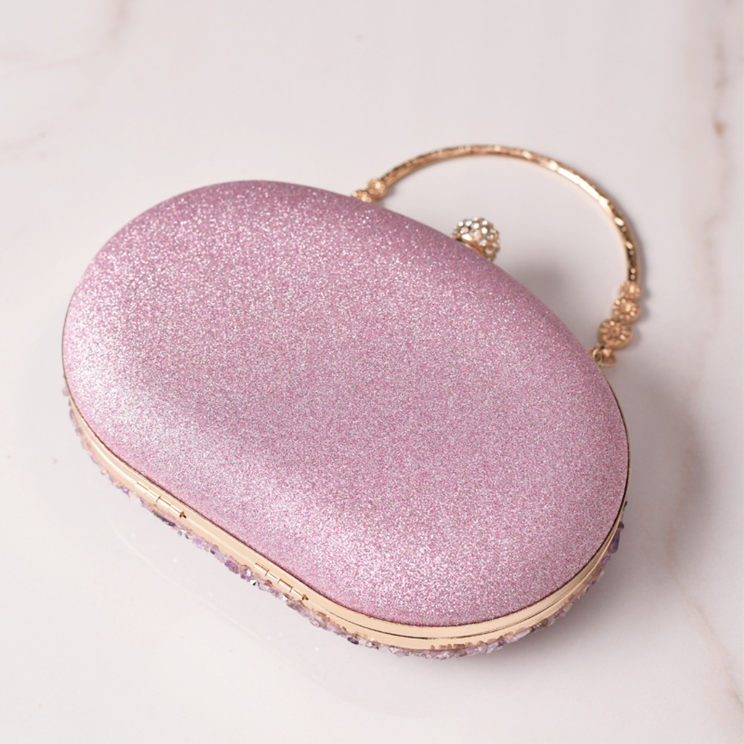 Round Diamond Resin Evening Clutch with Handle