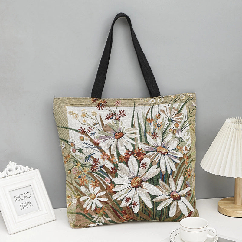 Women's Medium Canvas Animal Vacation Square Zipper Canvas Bag