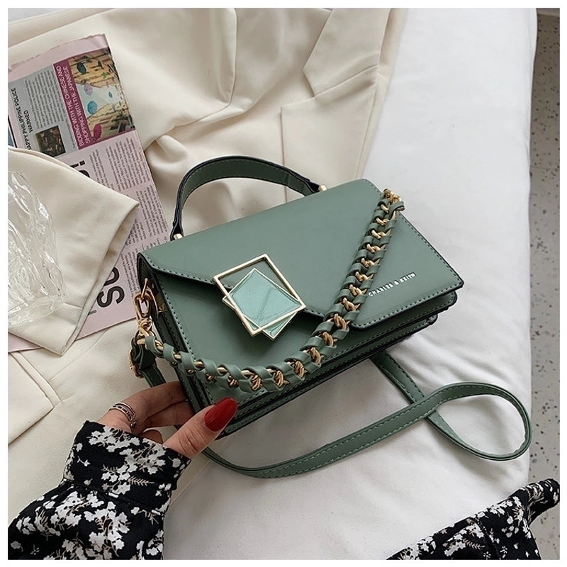 Women's Small Pu Leather Solid Color Basic Square Zipper Shoulder Bag Handbag Crossbody Bag