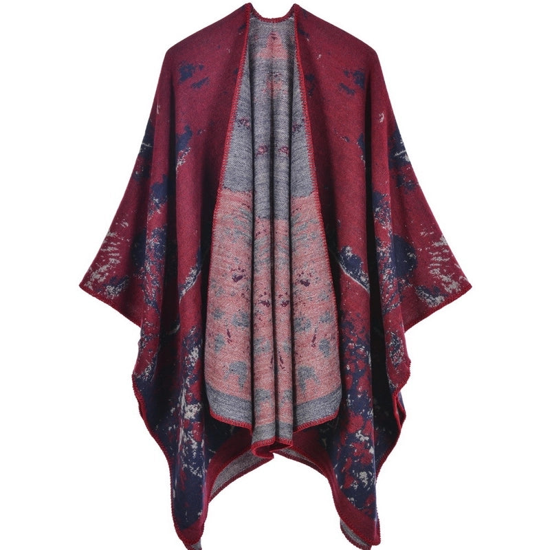 Women's Scarf Shawl Creative New Fashion Cashmere Jacquard Split Thickened Large Cloak Air Conditioning Warm Shawl