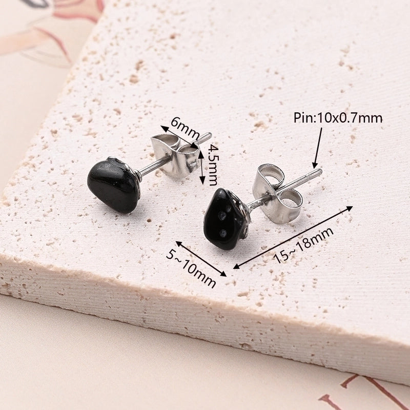 1 Pair IG Style Casual Irregular Simple Irregular Polishing Inlay 304 Stainless Steel Natural Stone Crystal Agate Obsidian Ear Studs