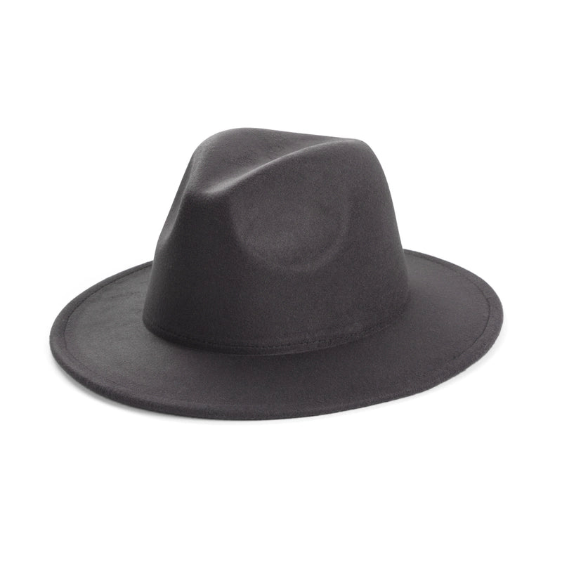 Unisex Elegant Solid Color Big Eaves Fedora Hat