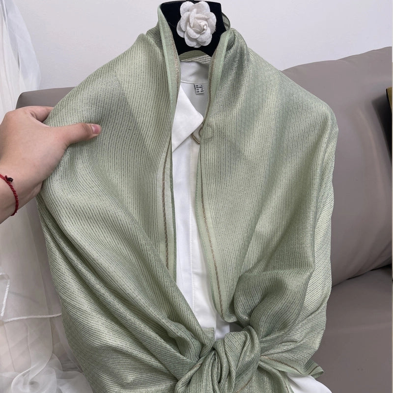 Women's Elegant Solid Color Polyester Silk Scarf