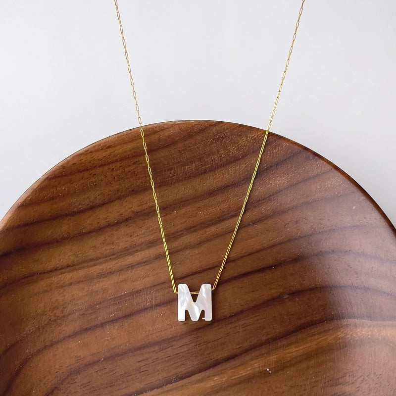 316L Stainless Steel  18K Gold Plated Minimalist Irregular Letter Shell Pendant Necklace