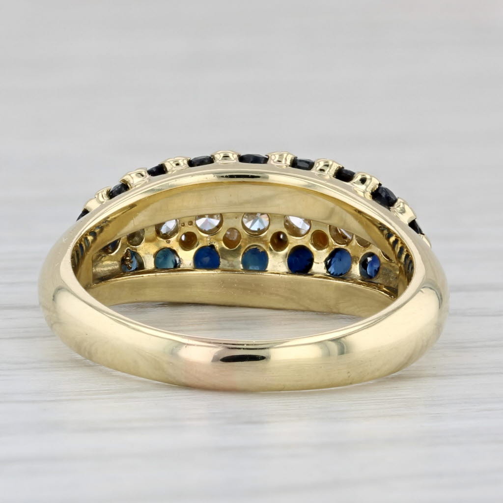 1.64ctw Blue Sapphire Diamond Ring 18k Yellow Gold Size 7.25
