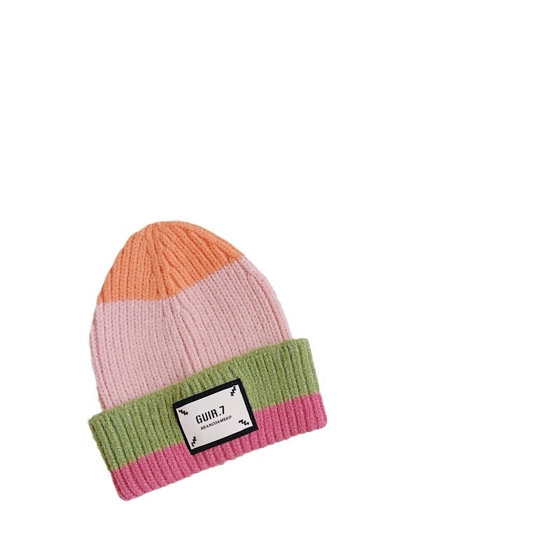 Children Unisex Streetwear Color Block Wool Cap