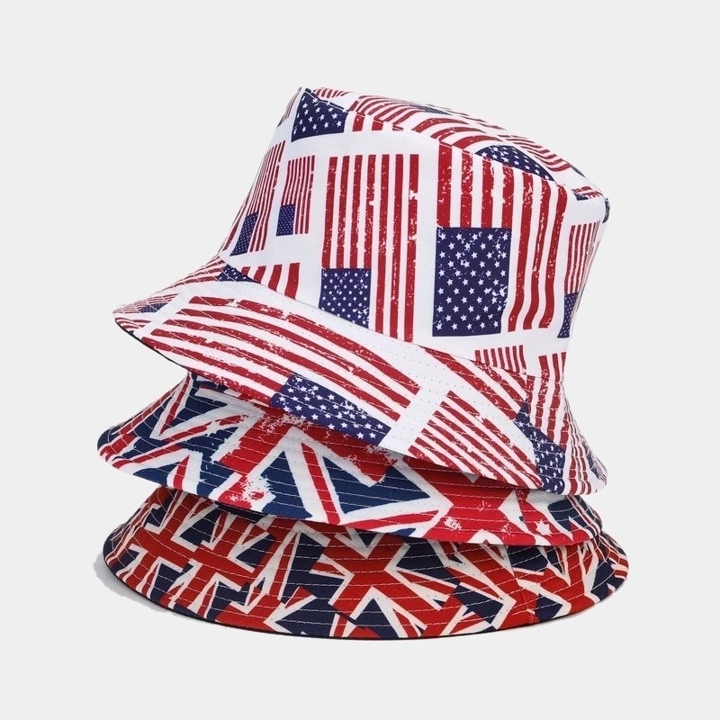 Unisex Basic American Flag Printing Big Eaves Bucket Hat