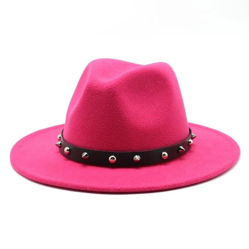 New Decorative Big Brim Jazz Hat  Personalized Top Hat Autumn And Winter Woolen Hat Western Cowboy Hat