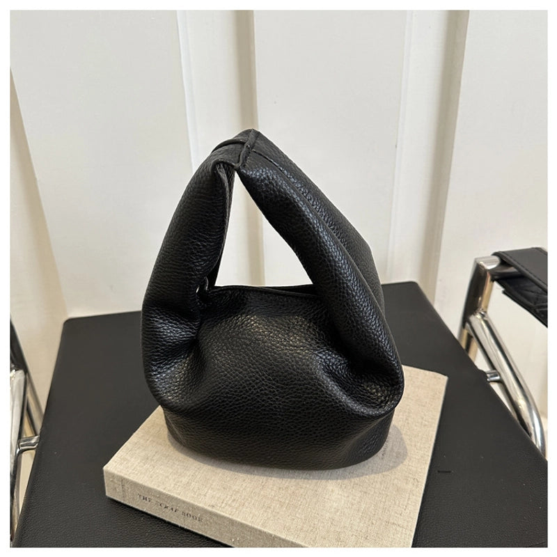 Women's Small Pu Leather Solid Color Streetwear Square Zipper Ruched Bag