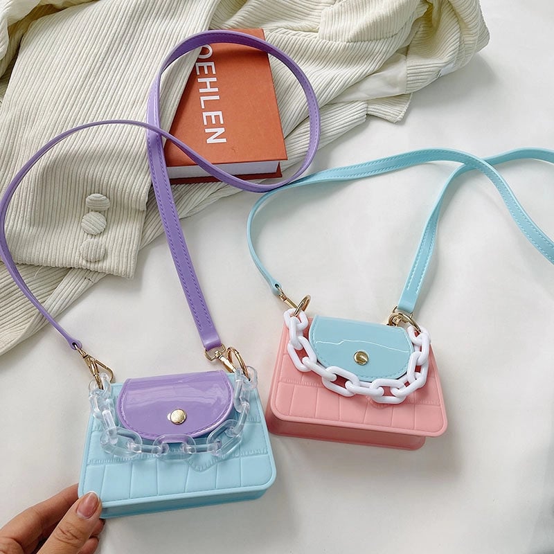 Women's Mini All Seasons Pvc Color Block Fashion Square Magnetic Buckle Square Bag