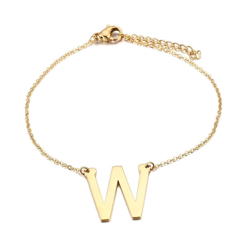 Fashion Letter Titanium Steel 18K Gold Plated Bracelets In Bulk