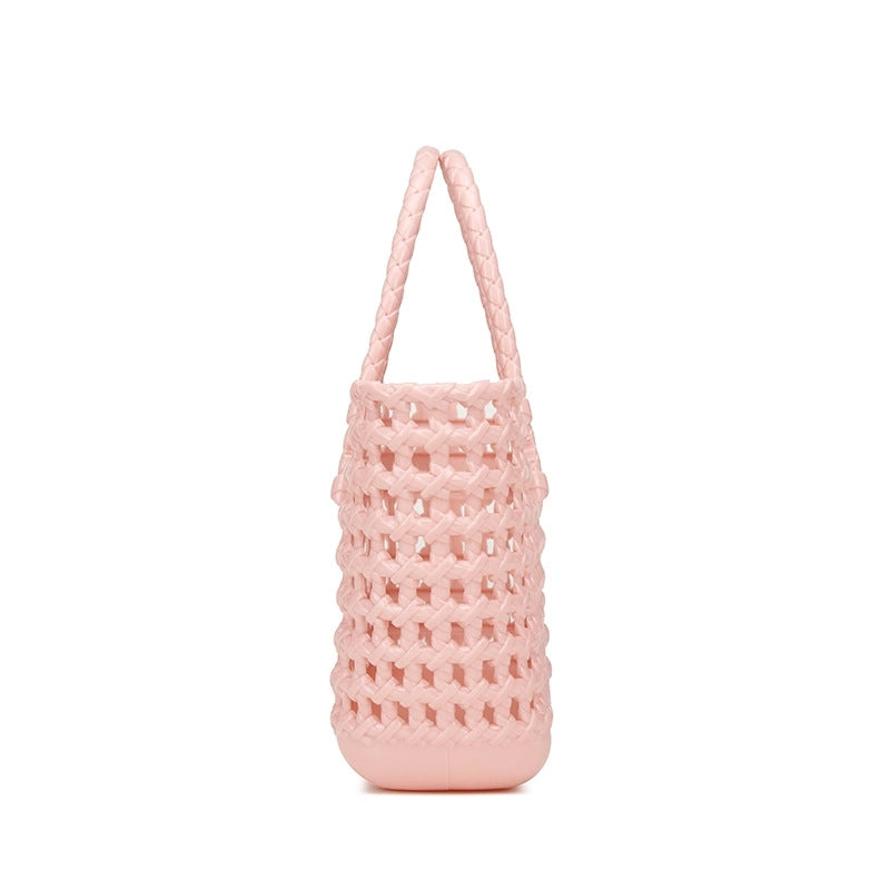 Women's Large PVC Solid Color Vacation Classic Style Bucket Open Handbag