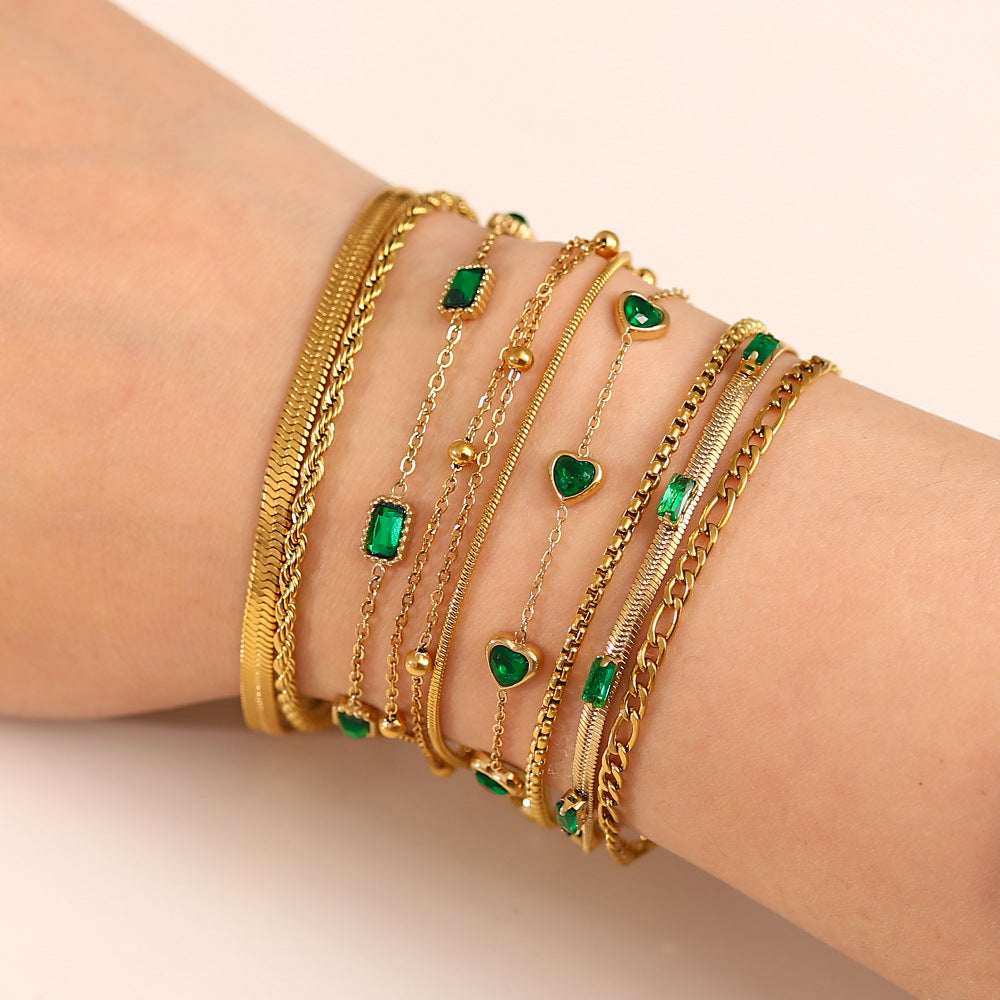 Women  Chain Geometric Stainless Steel 18K Gold Plated Bracelets