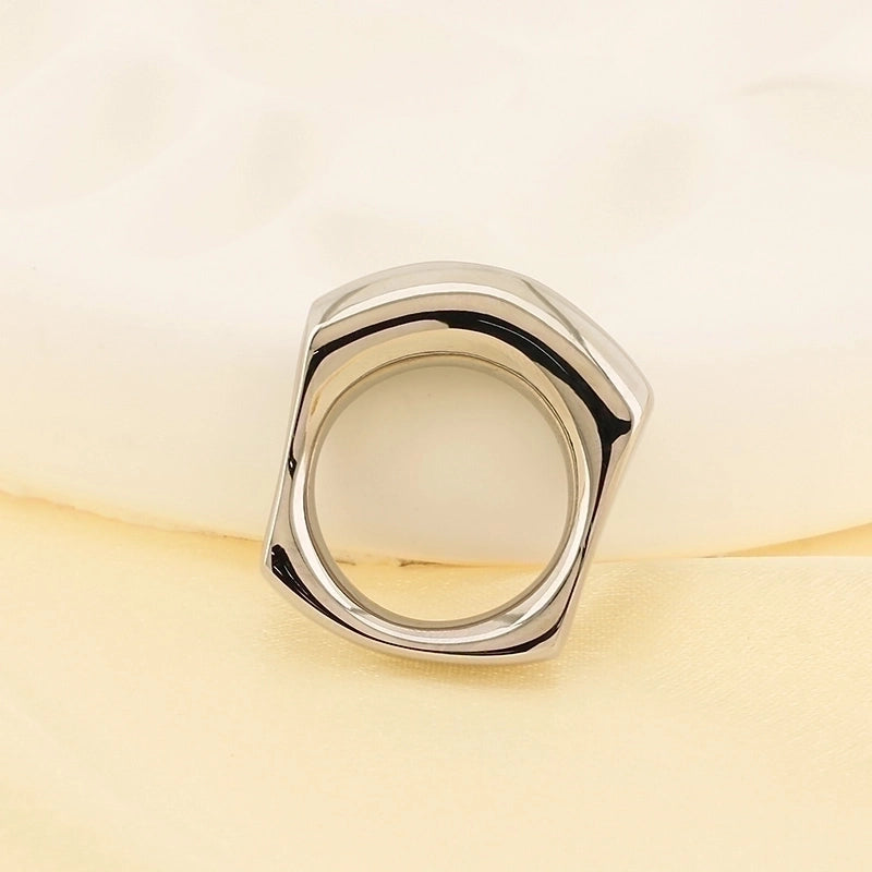 Basic Classic Style Commute Geometric Solid Color 304 Stainless Steel 18K Gold Plated Rings In Bulk