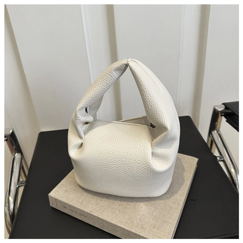 Women's Small Pu Leather Solid Color Streetwear Square Zipper Ruched Bag