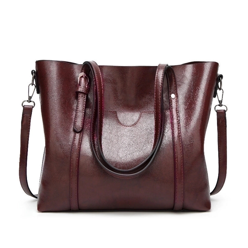 Women's Large Pu Leather Solid Color Streetwear Zipper Tote Bag