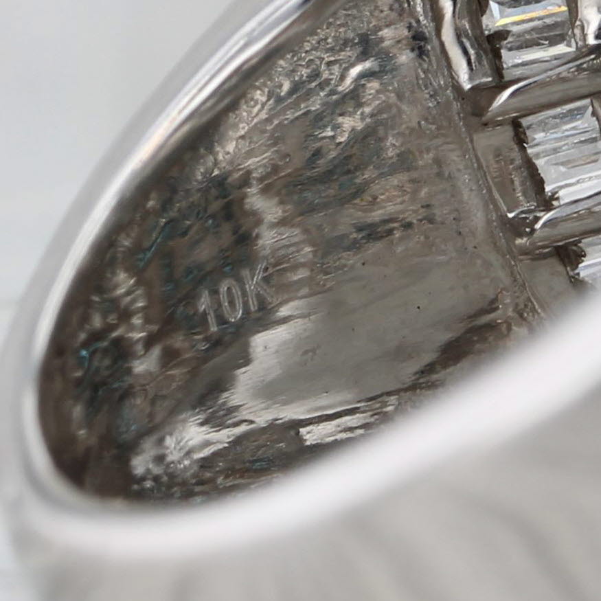 1.80ctw Blue White Diamond Ring 10k White Gold Size 6 Cocktail