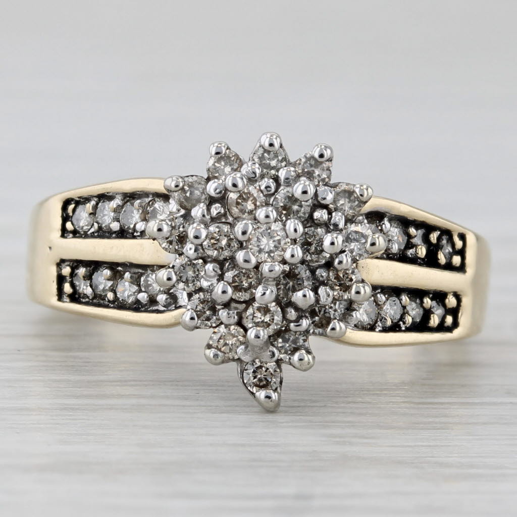 0.35ctw Diamond Cluster Engagement Ring 10k Yellow Gold Size 5.5