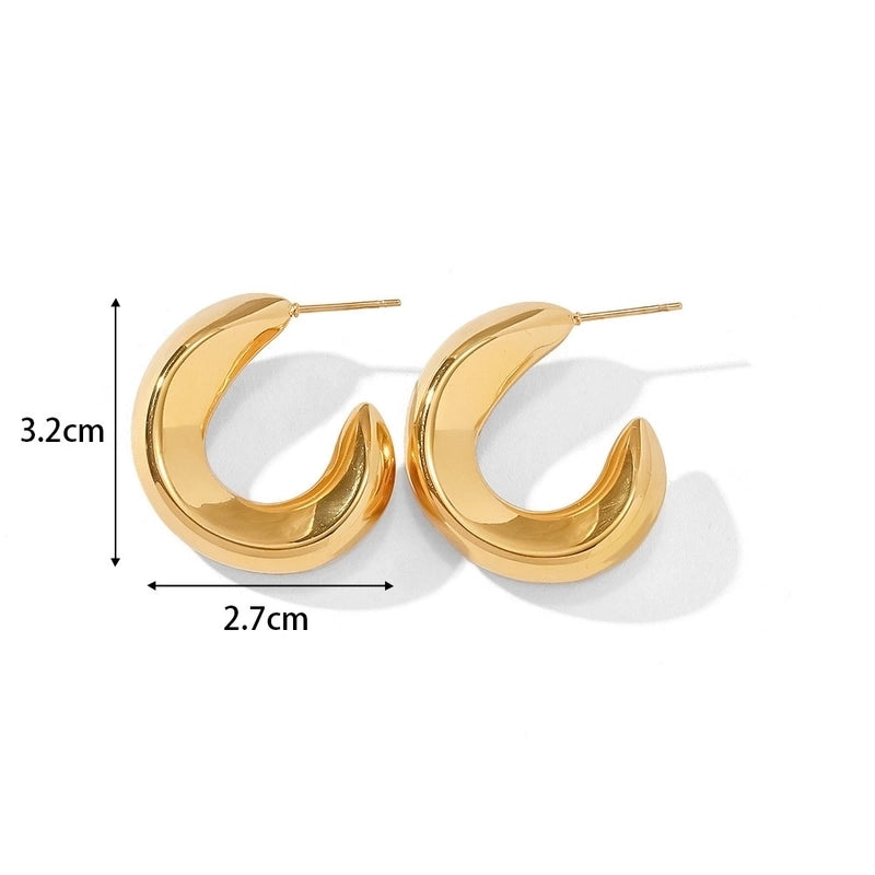 1 Pair Minimalist Classic Style C Shape U Shape The Answer Plating Stainless Steel Earrings