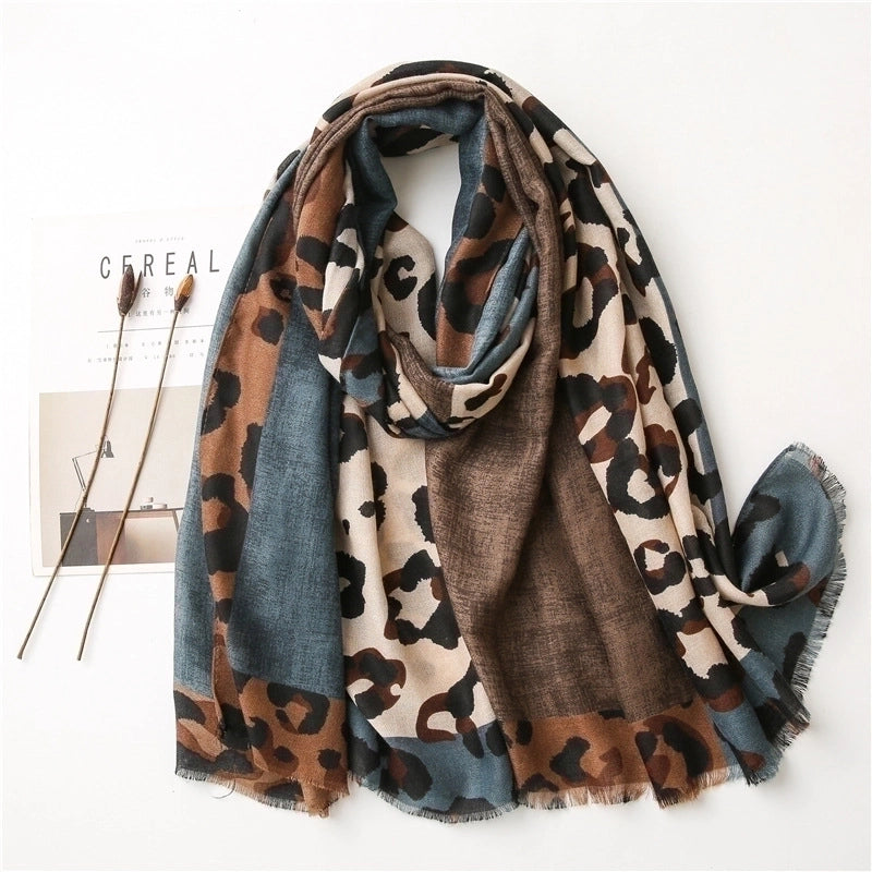 Coffee Color Classic Leopard Scarf