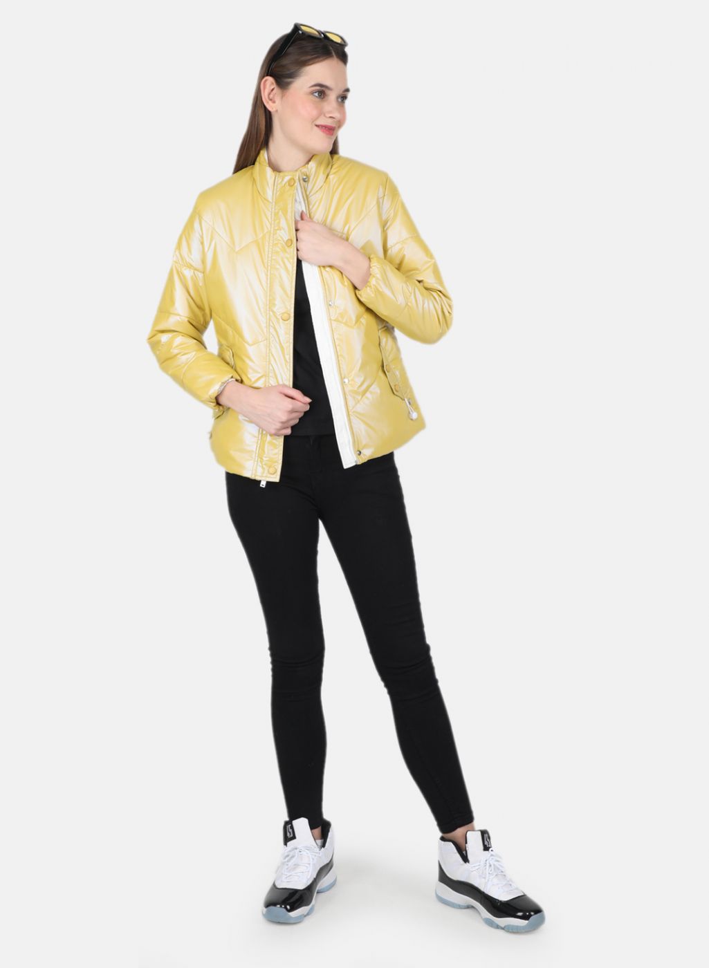 Women Mustard Solid Jacket