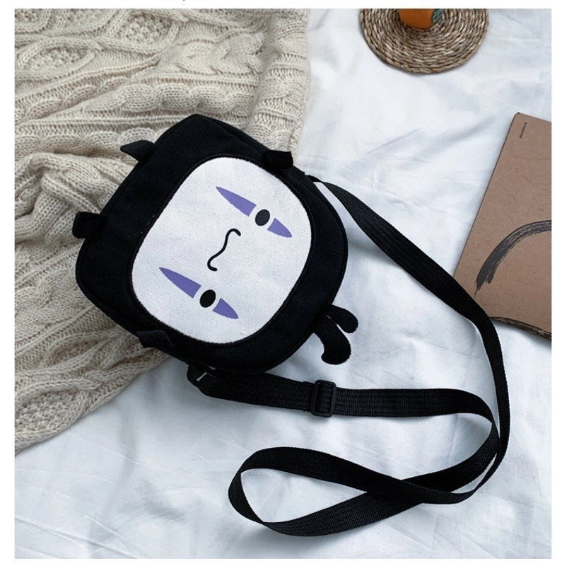 Women's Medium Canvas Cartoon Cute Zipper Crossbody Bag