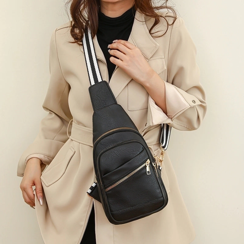 Women's Sports Solid Color Pu Leather Waist Bags