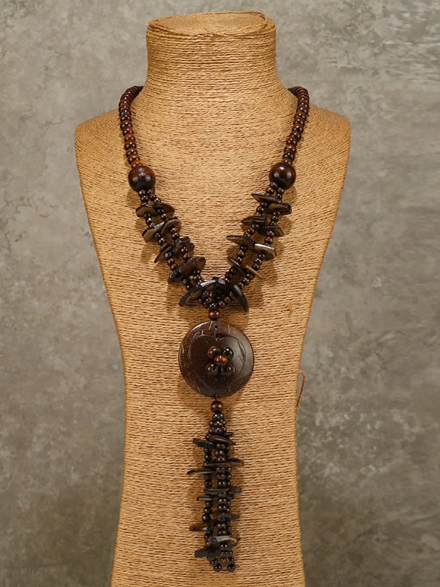 Women Bohemia Coconut Shell Weave Necklace