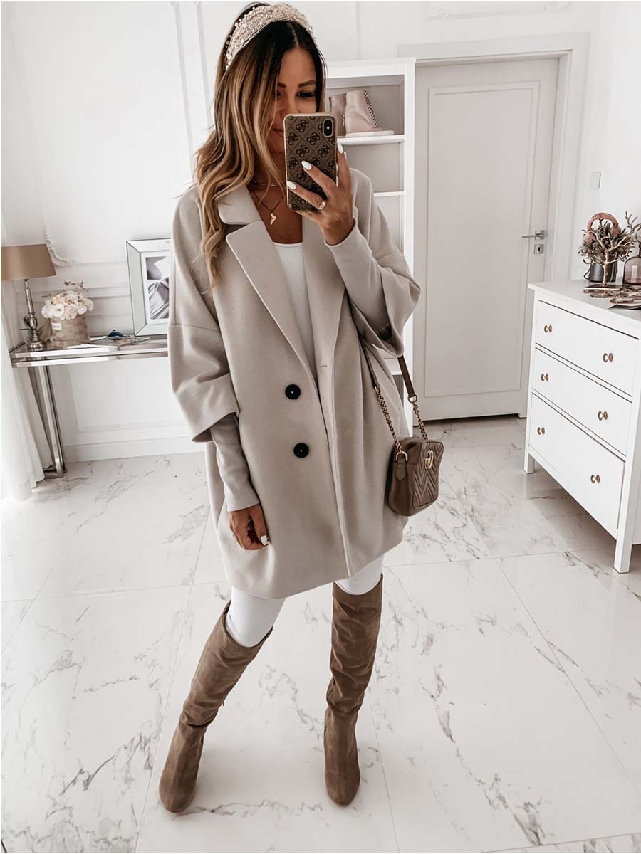 3/4 Sleeve Button Pocket Jacket