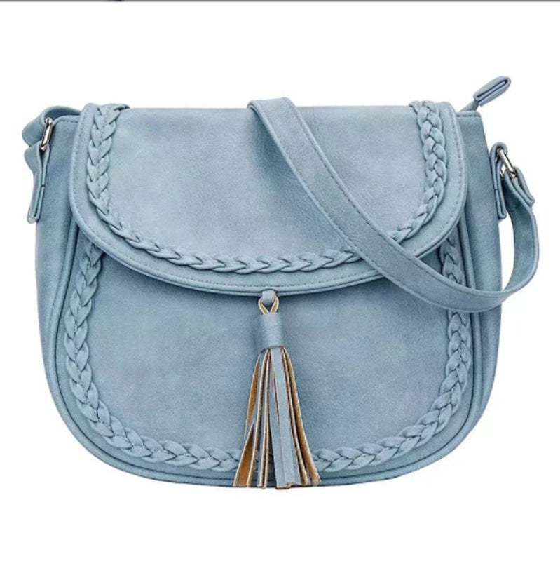 Women's Pu Leather Solid Color Classic Style Shell Zipper Shoulder Bag Saddle Bag