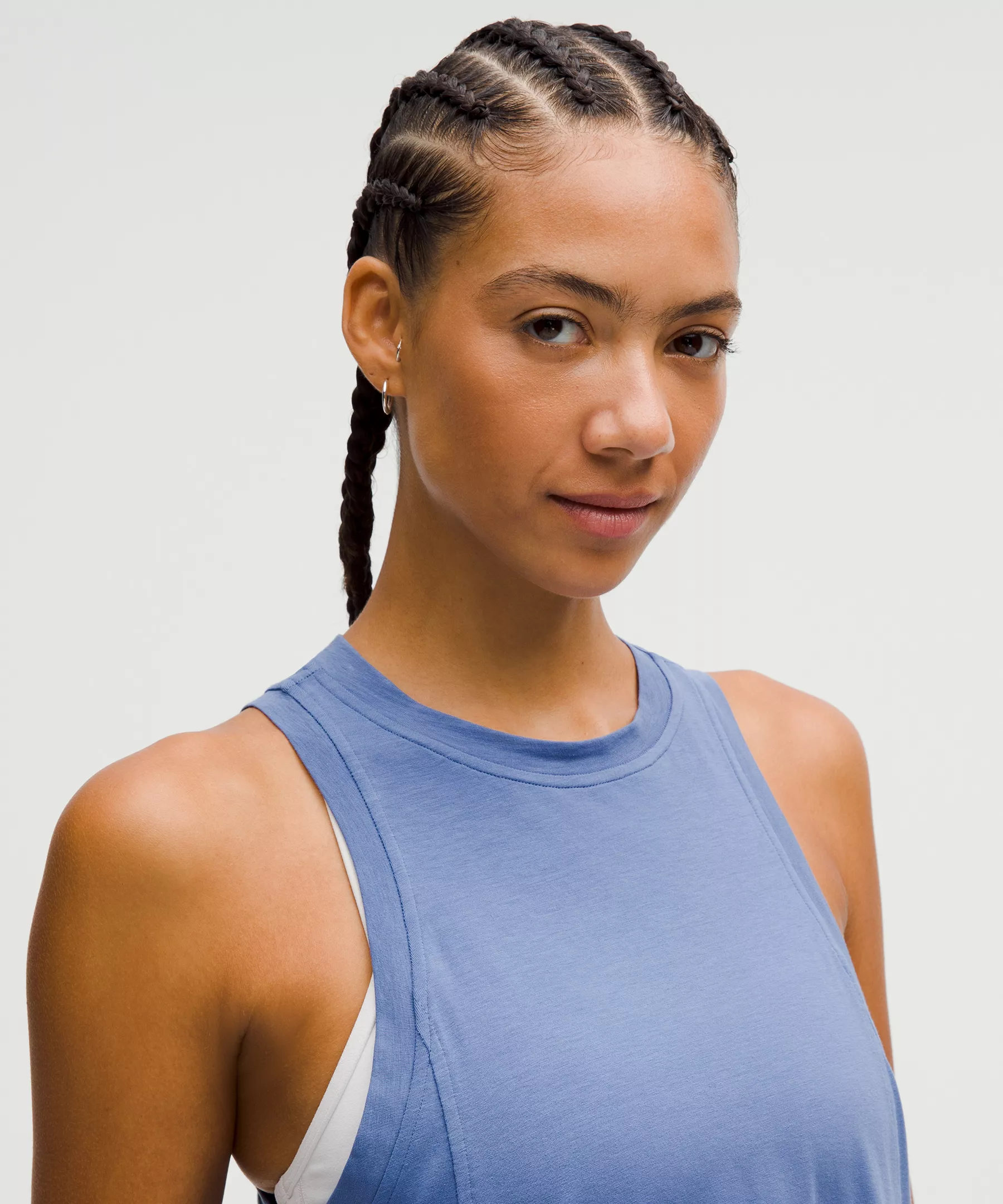 Long Cotton Crewneck Tank Top
