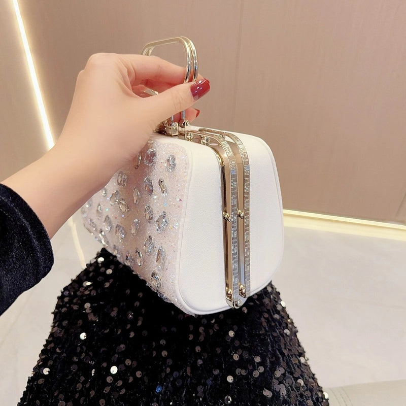 New Diamond-embedded Handbag Full Diamond Clutch Bag Fashion Dress Bag Banquet Bag Evening Bag Shoulder Crossbody Bag