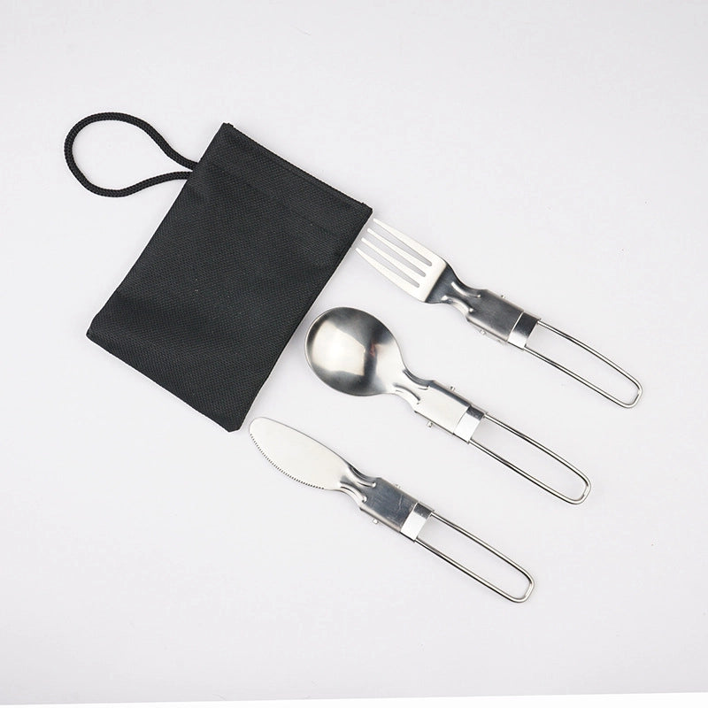 Stainless Steel Folding Spoon. Folding Cutlery Knife Salad Spoon With Fork Folding Spoon Outdoor Portable Set