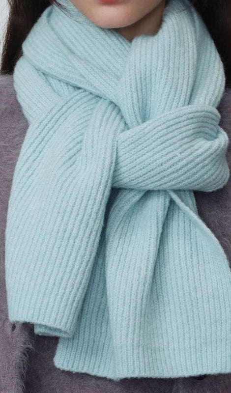 Solid Color Knitted Scarf Women's Autumn And Winter  Student Wool Warm Thickened Scarf Couple Trendy Men Couple