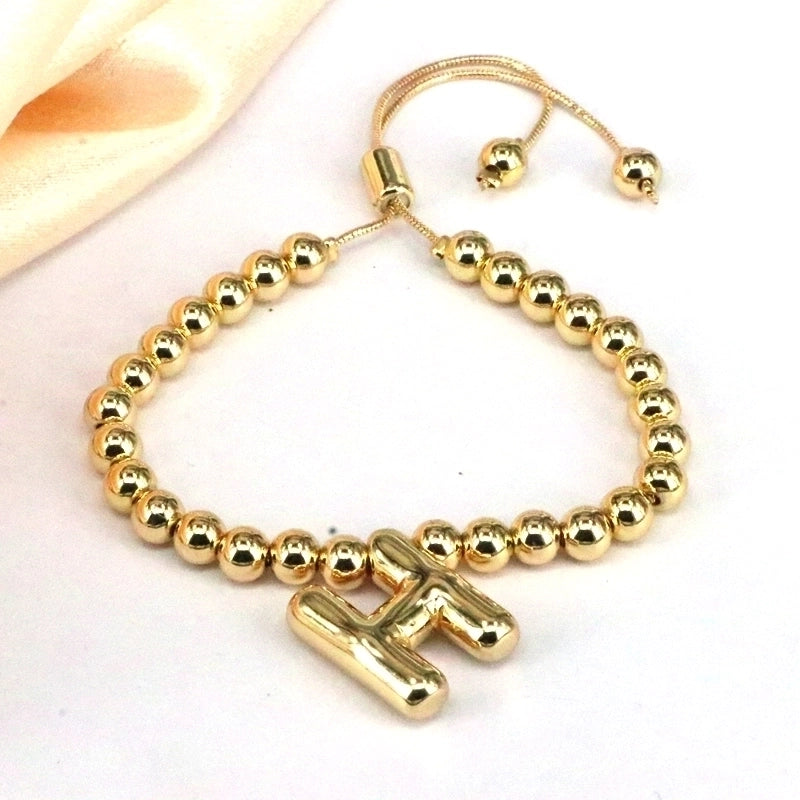 Copper Gold Plated Vintage Style Minimalist Letter Bracelets