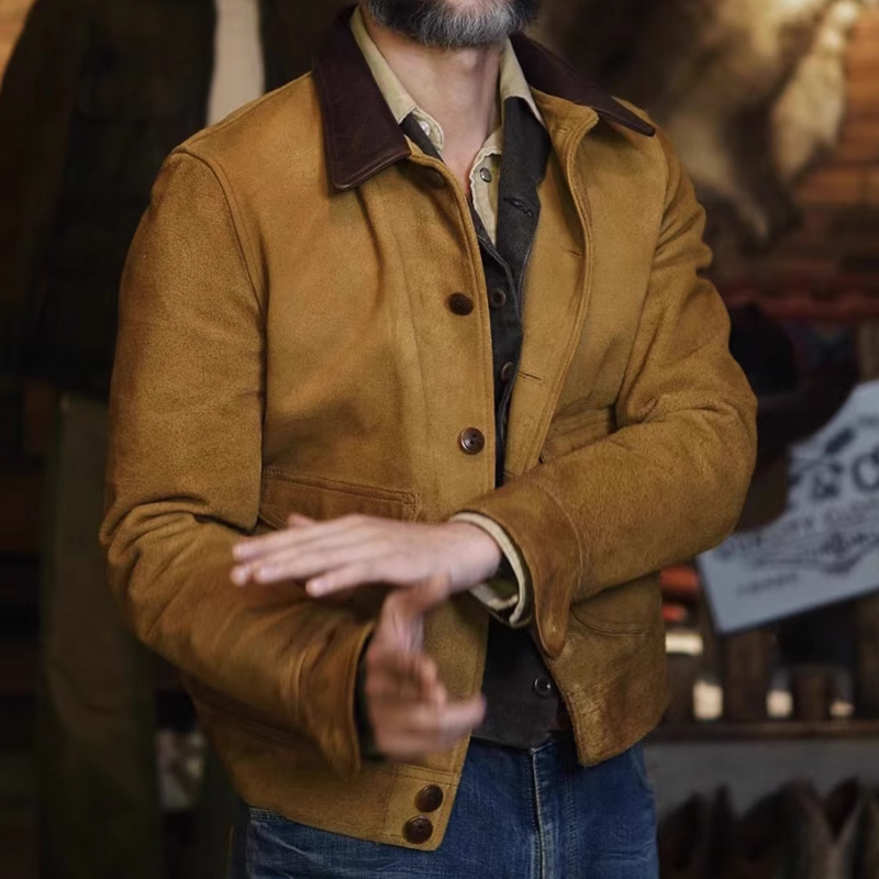 Vintage Distressed Western Suede Jacket